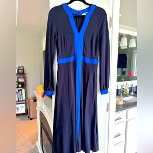 Boden navy and blue color block, jersey swing dress